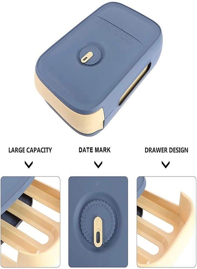 TGOPIT حامل بيض tgopit، حامل بيض أوتوماتيكي قابل للتمرير (18-21 بيضة)، صينية بيض للثلاجة، نوع درج، حاوية بيض بلاستيكية منزلية قابلة للتكديس، صندوق تخزين بيض للمطبخ (أزرق) - Image 5